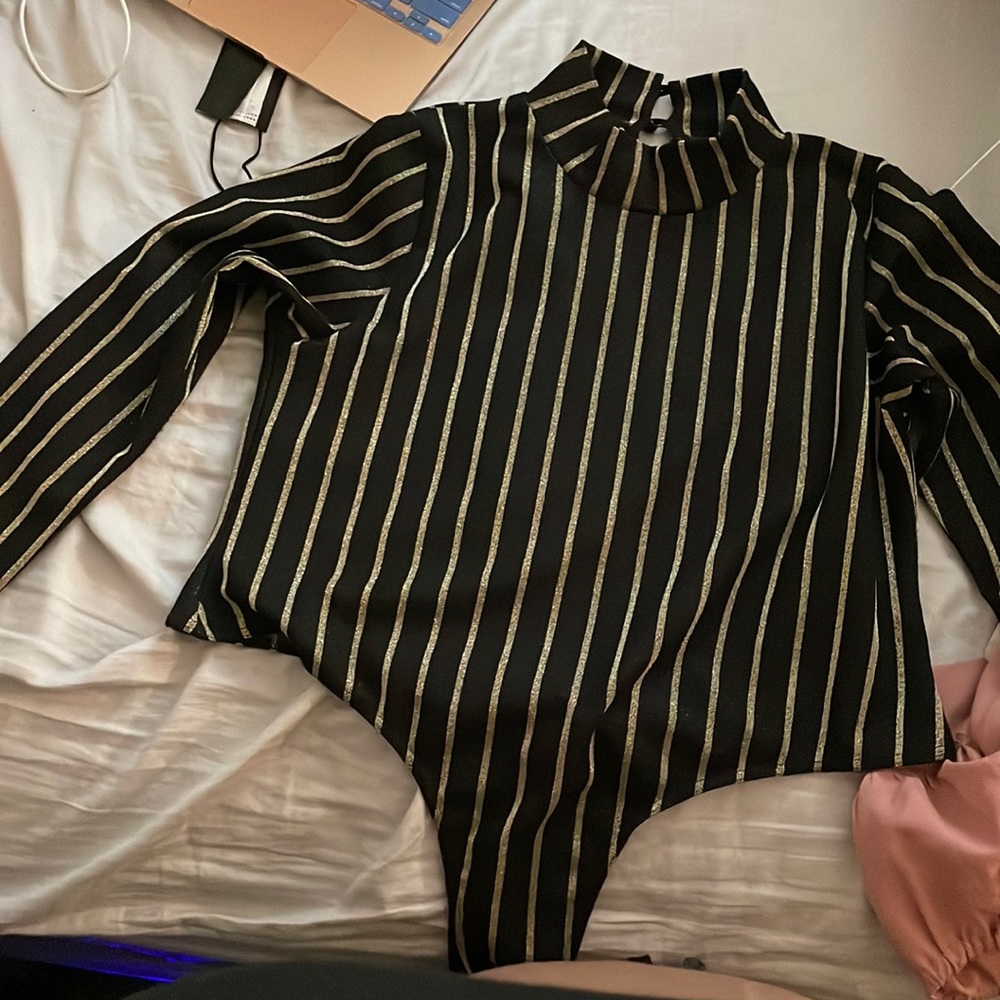 Black and gold bodysuit